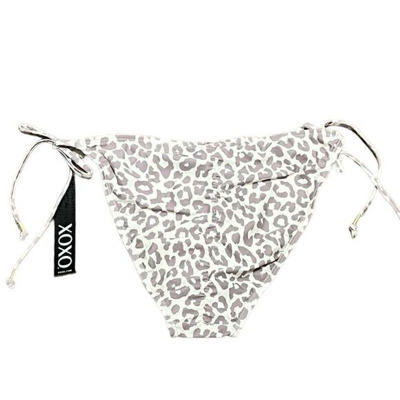 XOXO Women’s Gray And Cream Cheetah Print String Bikini Bottoms, Size M, NWT - Picture 5 of 9